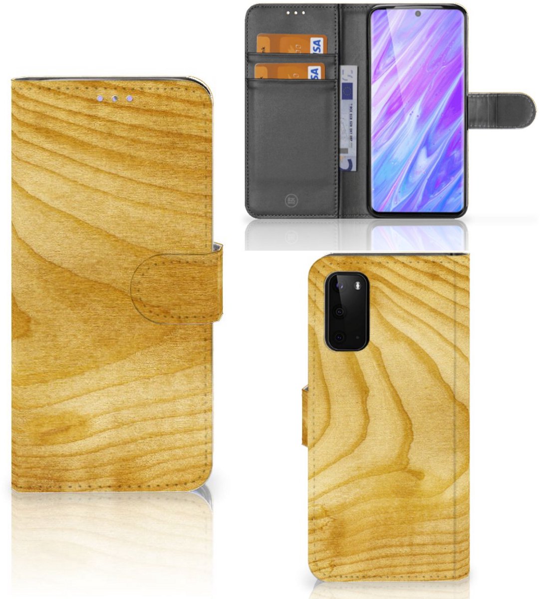 Boekhoesje voor Samsung Galaxy S20 Book Style Case Licht Hout