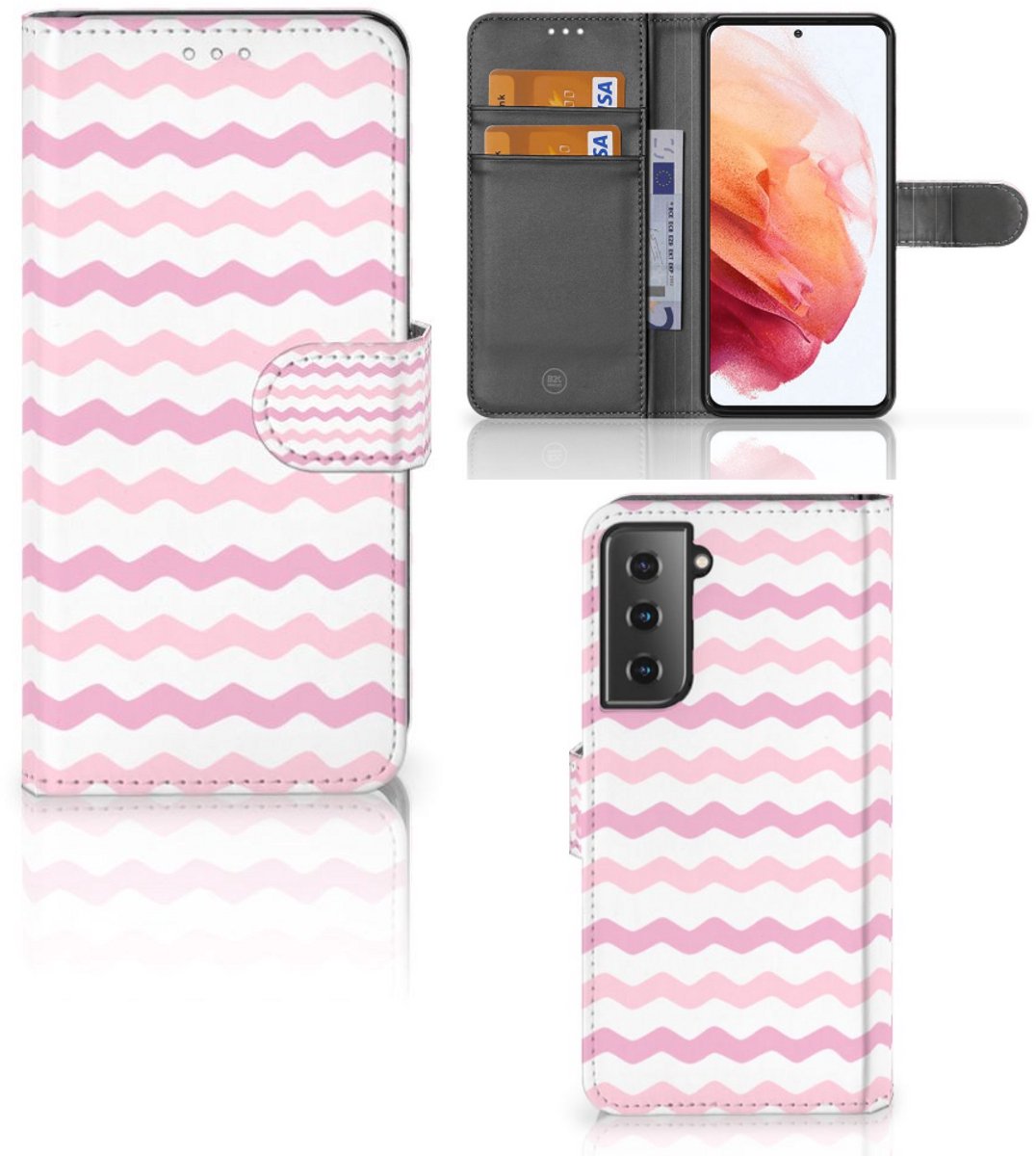 Samsung Galaxy S21 Telefoon Hoesje Waves Roze