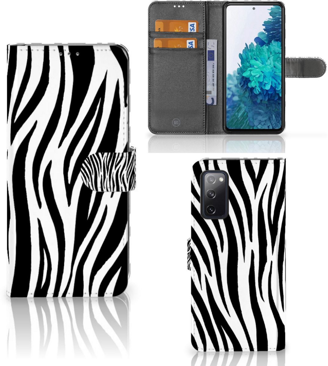 Book Case voor Samsung Galaxy S20 FE Telefoonhoesje met Pasjes Zebra