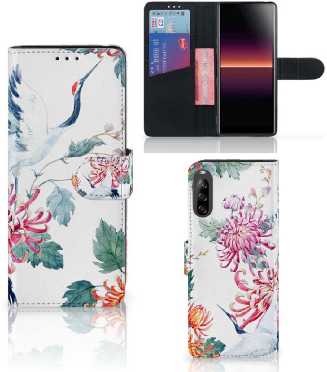 Sony Xperia L4 Telefoonhoesje met Pasjes Bird Flowers