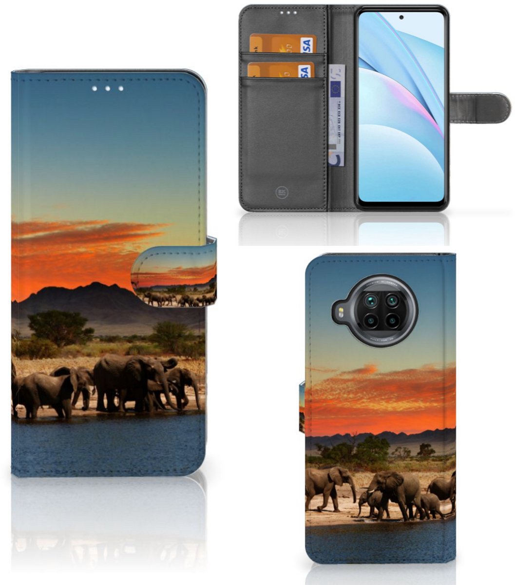 Xiaomi Mi 10T Lite Telefoonhoesje met Pasjes Olifanten