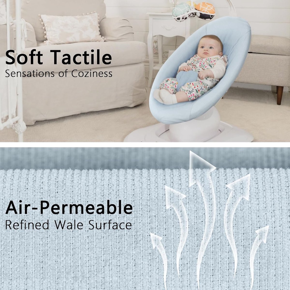 Baby Swing Cover - Compatible with 4moms MamaRoo 4 Old Model Before 2022 - Soft and Breathable Fabric, Machine Washable, Perfect for Baby and Newborn (Cover Only) Blue – foto 2