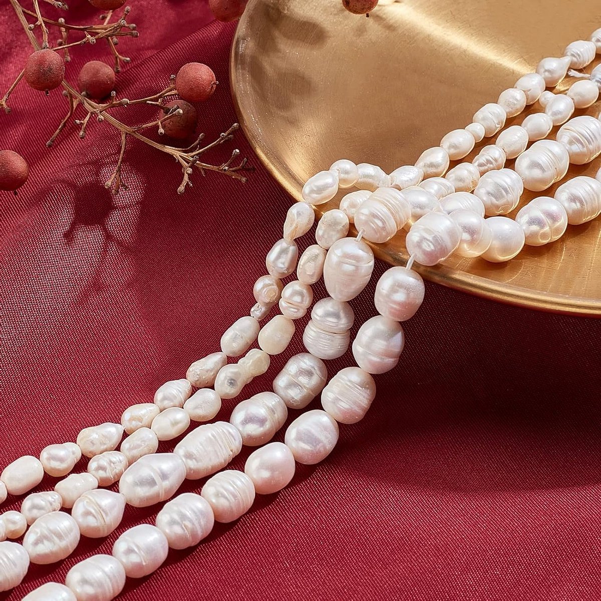 4 Strengen Ongeveer 134 Stuks Natuurlijke Cultured Zoetwaterparel Kralen, 2 Maten Rijstvormige Witte Losse Parels voor Oorbellen, Hangers en Sieraden Maken