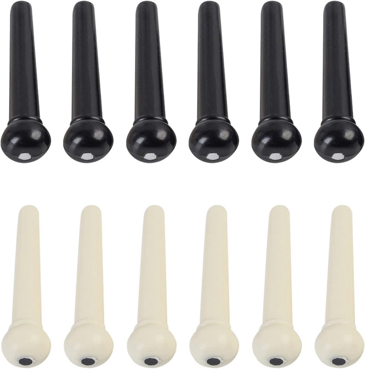 Acoustic Guitar Bridge Pins Set van 12 Stuks in Ivoor en Zwart voor Verbeterde Geluidskwaliteit en Stabiliteit