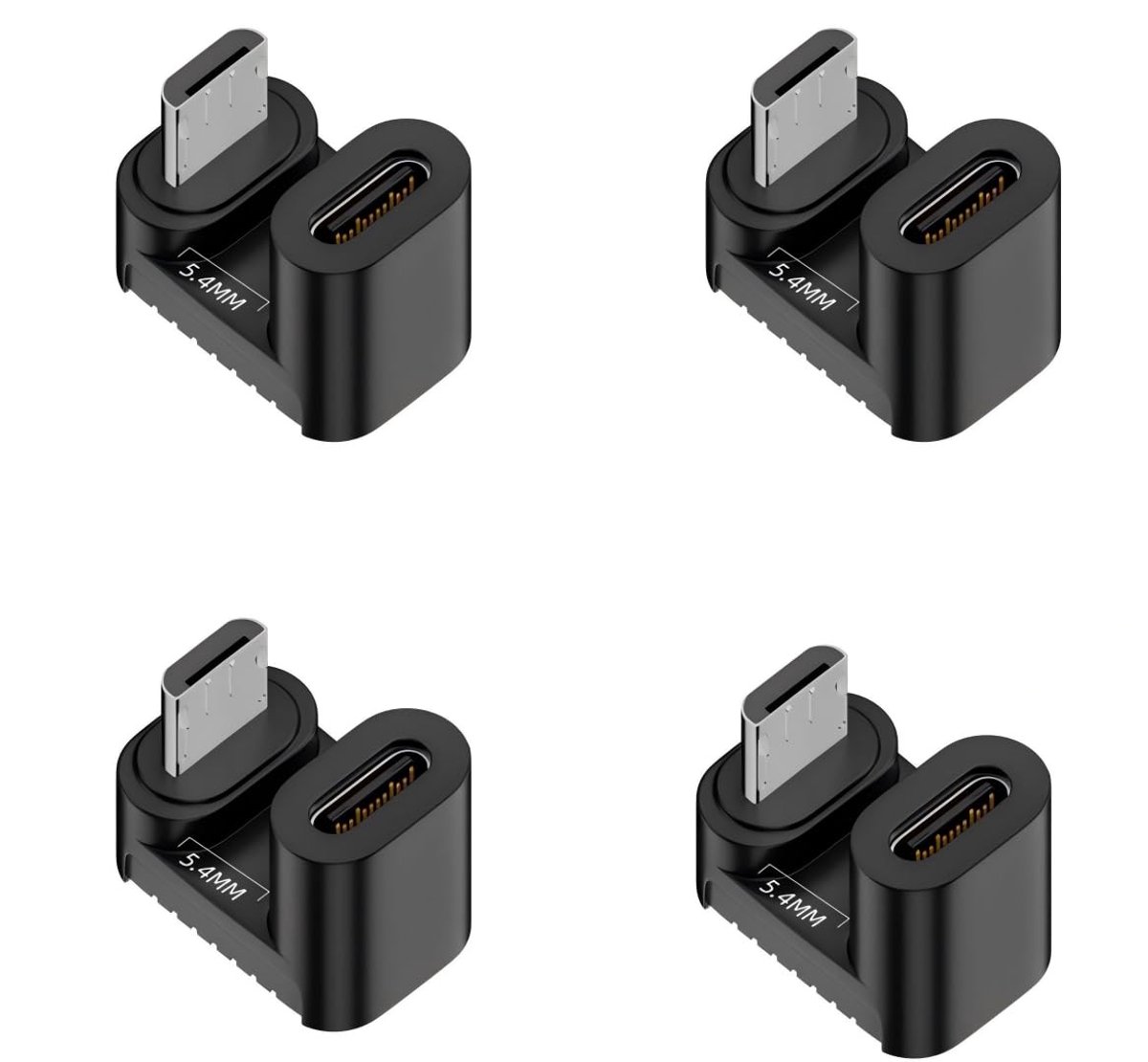 Chenyang 4-pack USB C naar Micro USB Adapter - 180 Graden Bocht, Ondersteunt Opladen en Gegevenssync