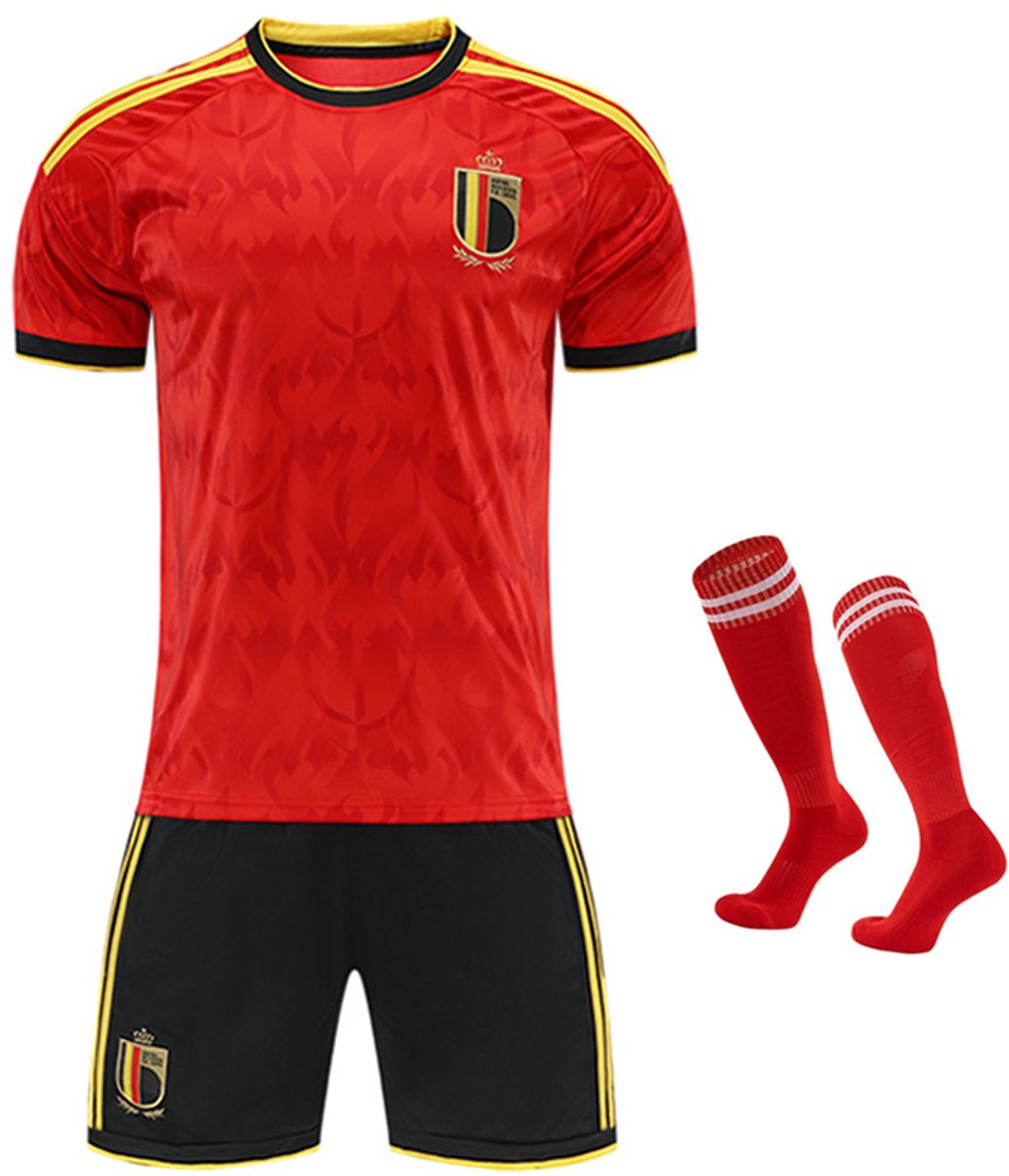 België Elftal Voetbaltenue Thuis - Maat 155-160 - Voetbalshirt & Broekje & Voetbalsokken - WK 2026 - Rode Duivels - Kinderen - Jongens en Meisjes - Volwassenen - Heren en Dames