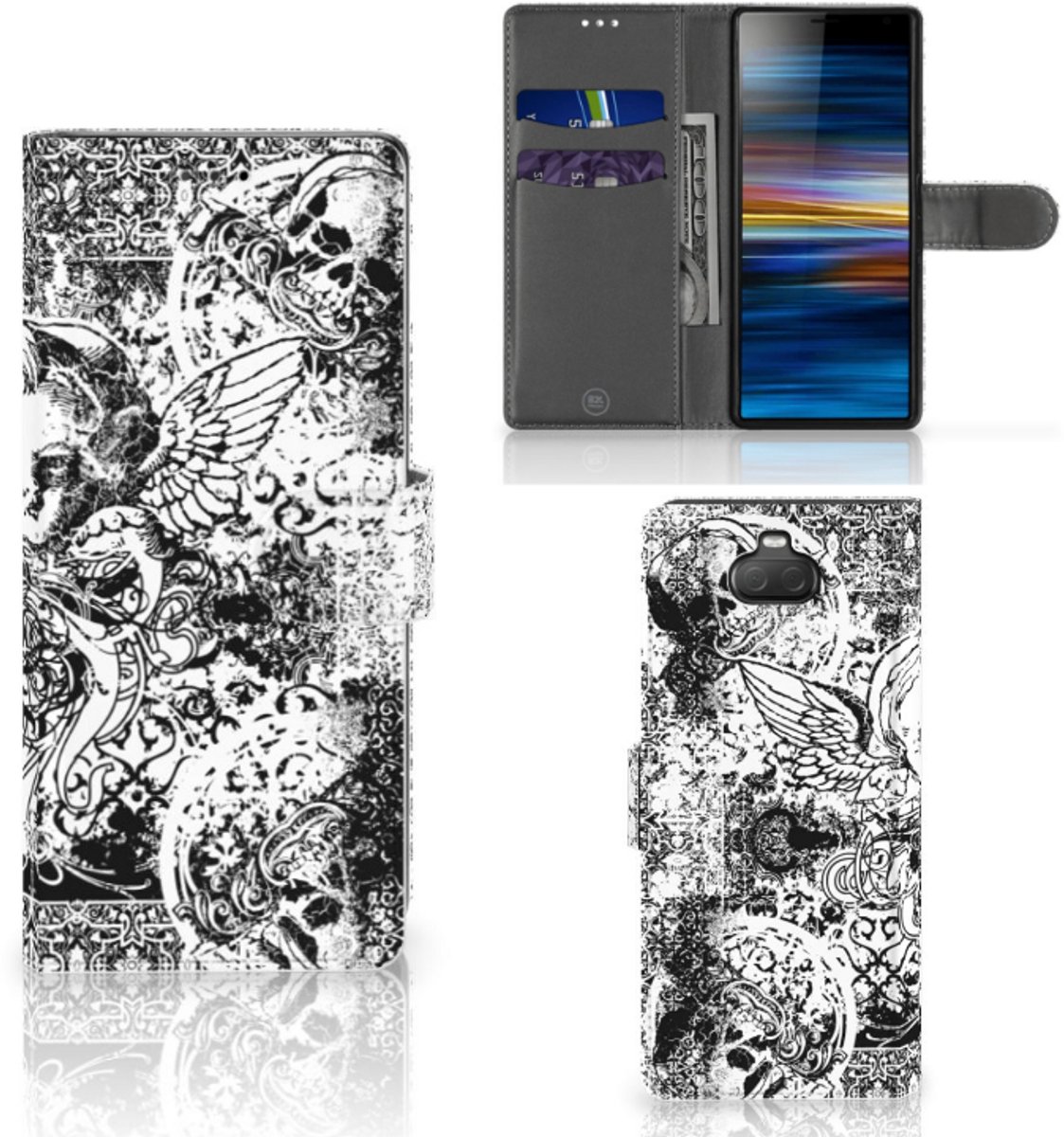 Book Case voor Telefoonhoesje met Naam Sony Xperia 10 Skulls Angel