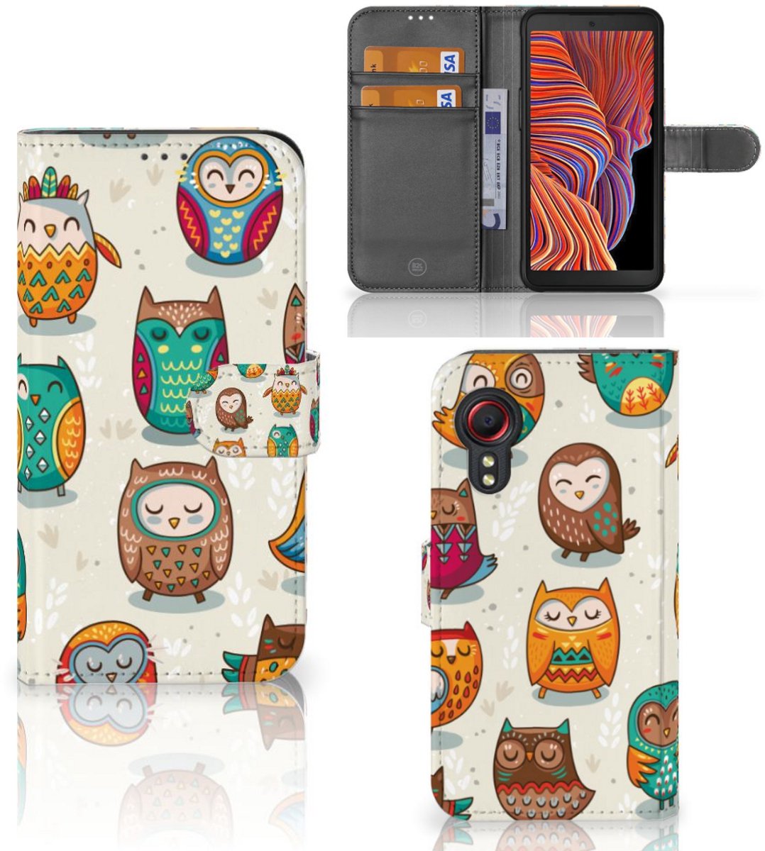 Samsung Galaxy Xcover 5 Telefoonhoesje met Pasjes Vrolijke Uilen