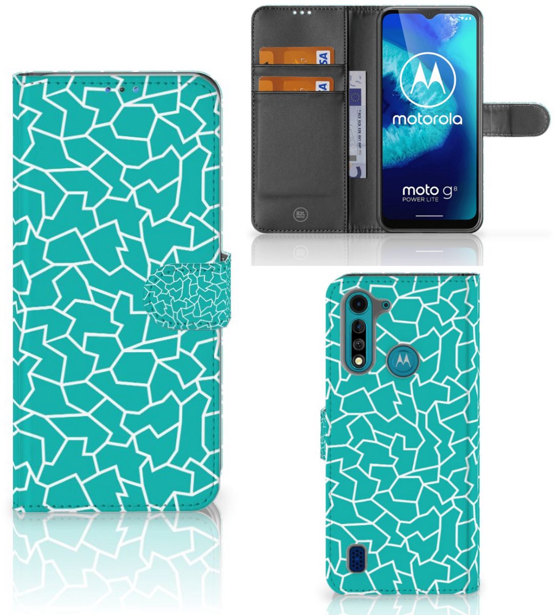 Motorola G8 Power Lite Hoesje Cracks Blue