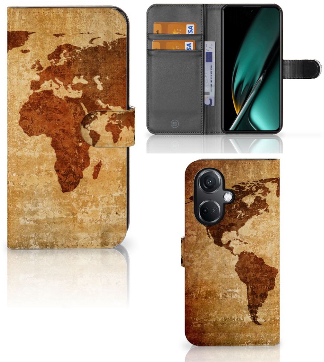 OnePlus Nord CE 3 Flip Cover Wereldkaart
