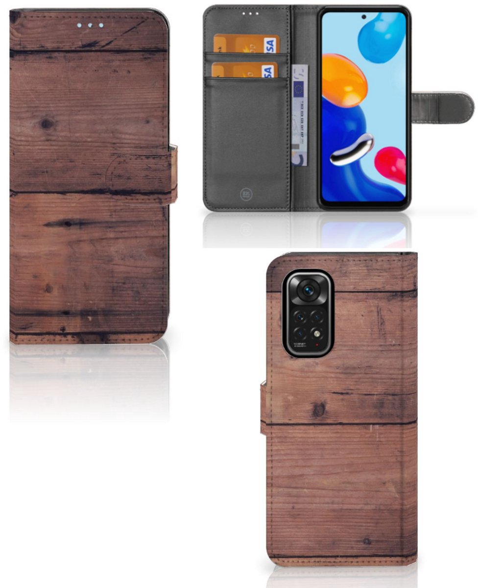 Book Case voor Xiaomi Redmi Note 11/11S Book Style Case Old Wood