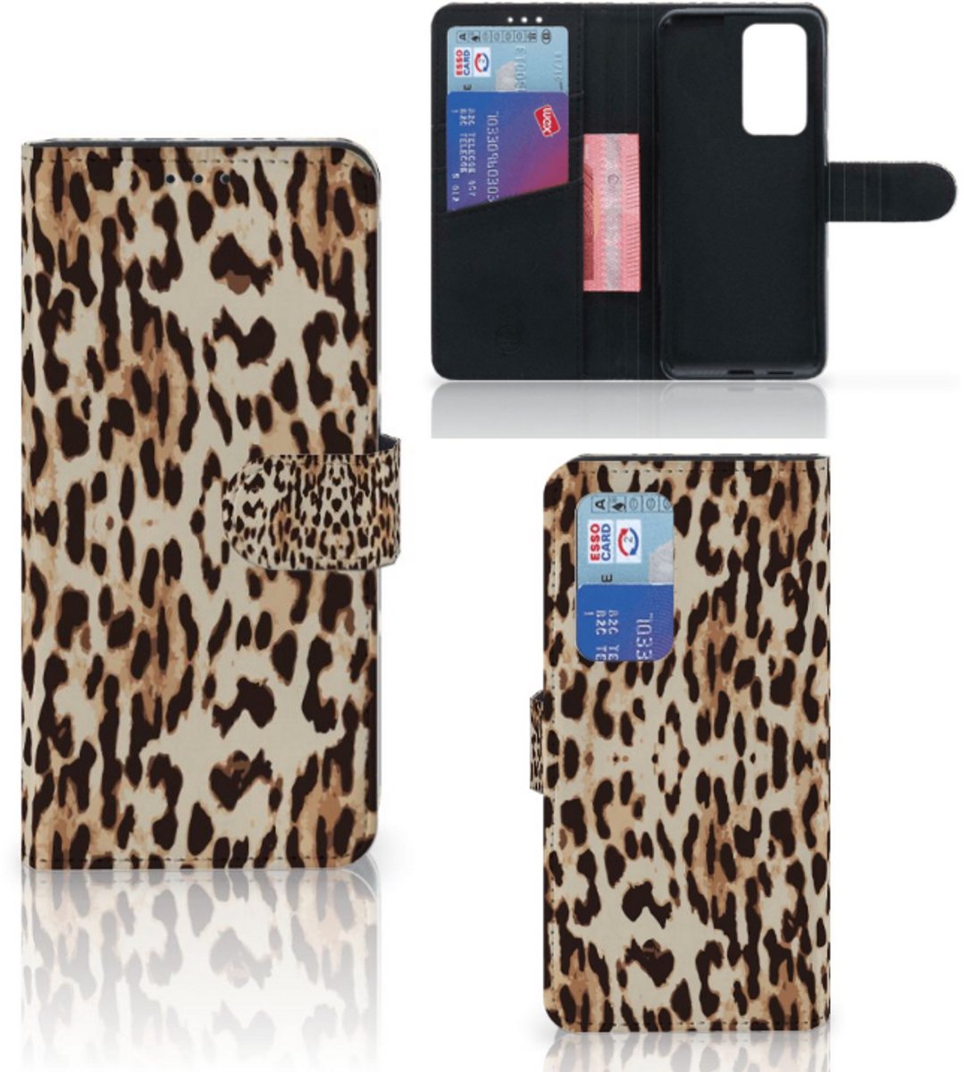 Huawei P40 Pro Telefoonhoesje met Pasjes Leopard