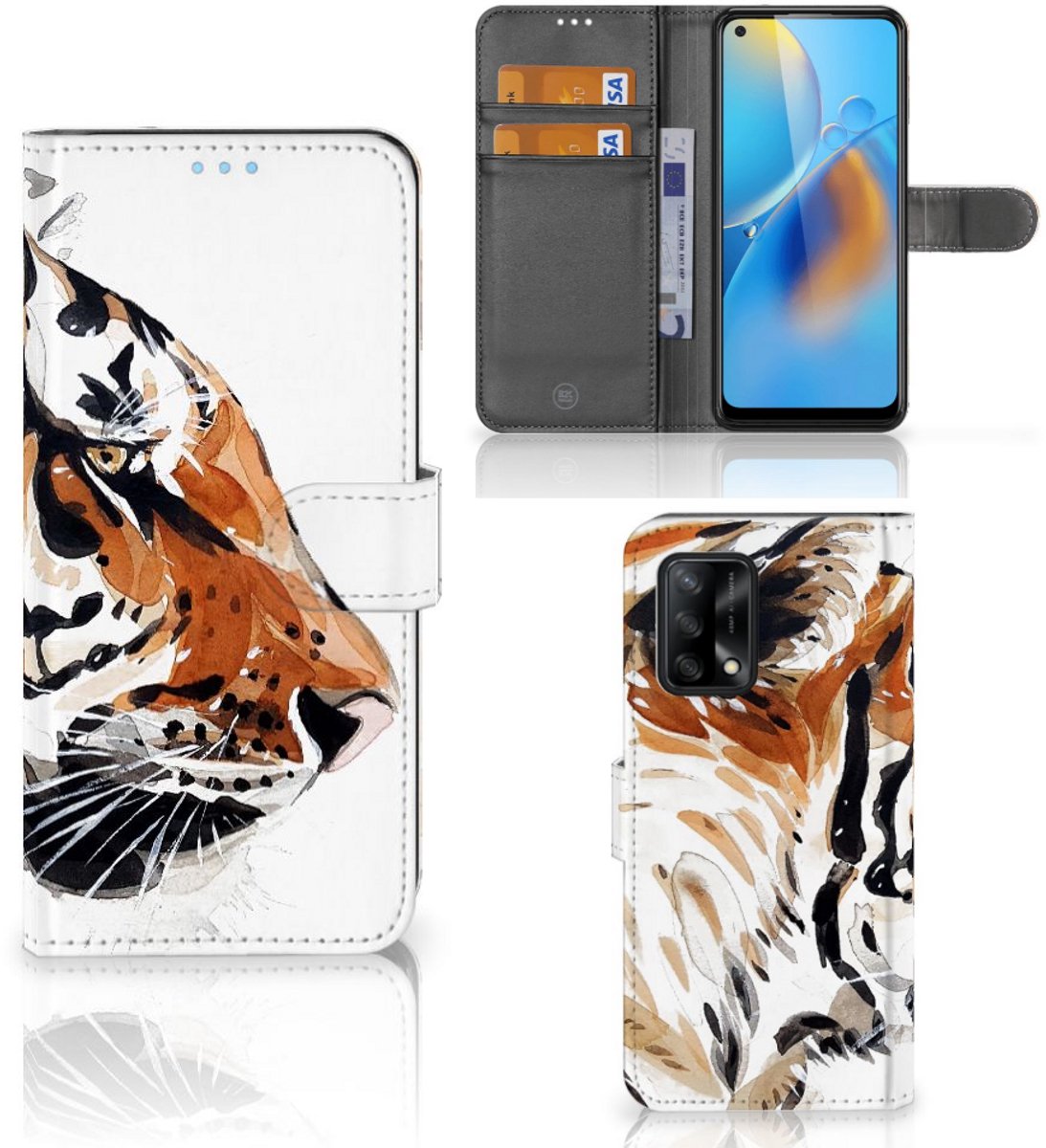 Hoesje OPPO A74 4G Watercolor Tiger