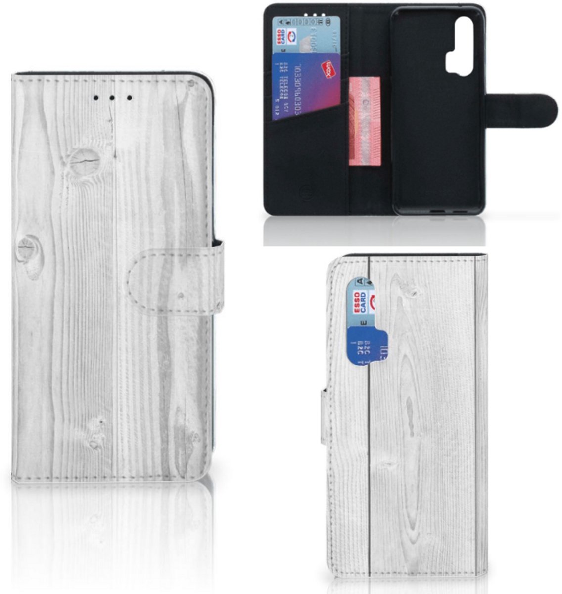 Honor 20 Pro Book Style Case White Wood