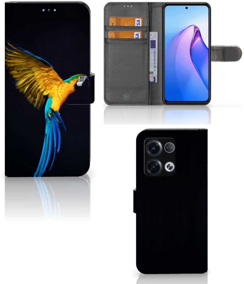 OPPO Reno8 Pro Telefoonhoesje met Pasjes Papegaai