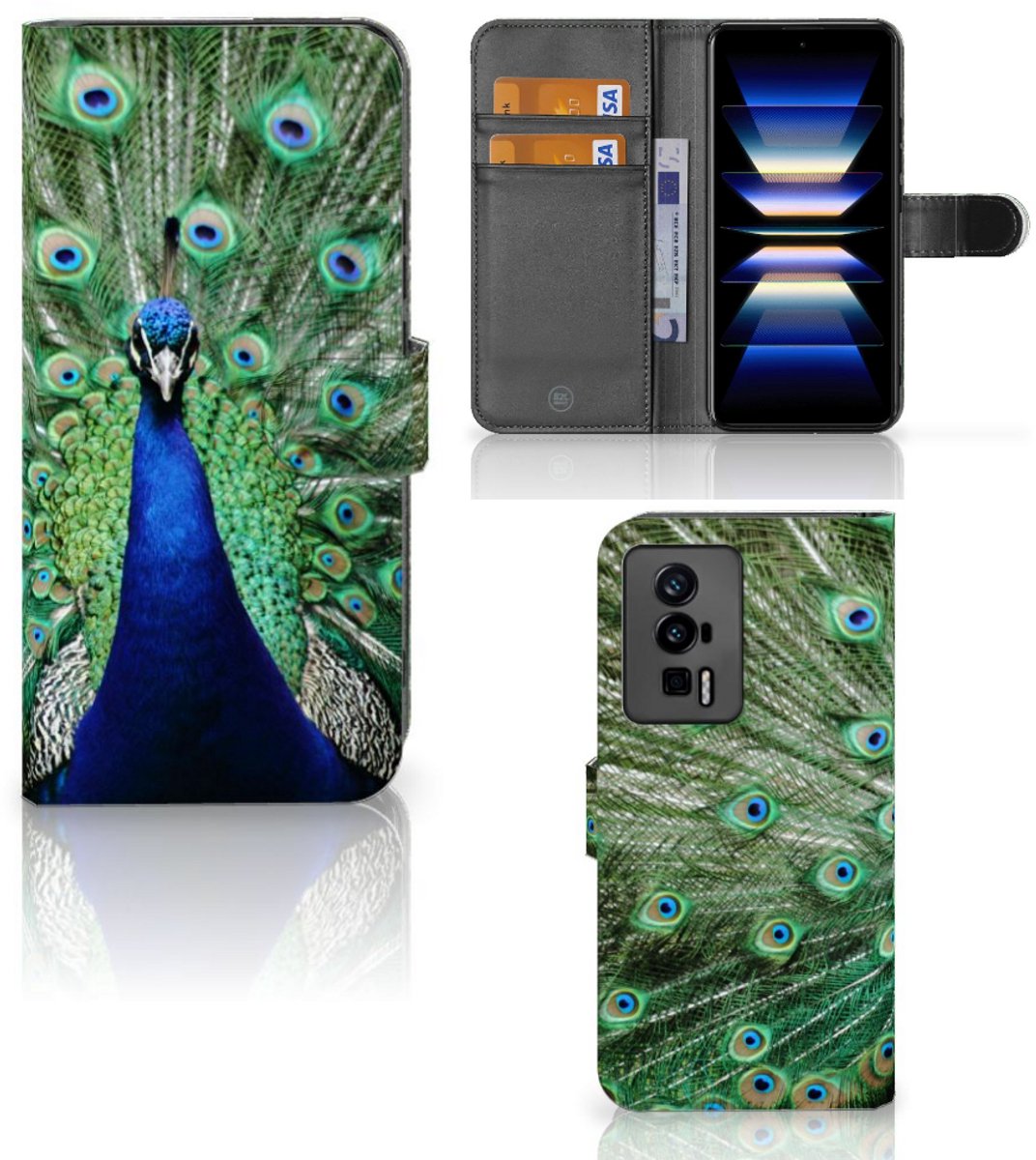 Xiaomi Poco F5 Pro Telefoonhoesje met Pasjes Pauw