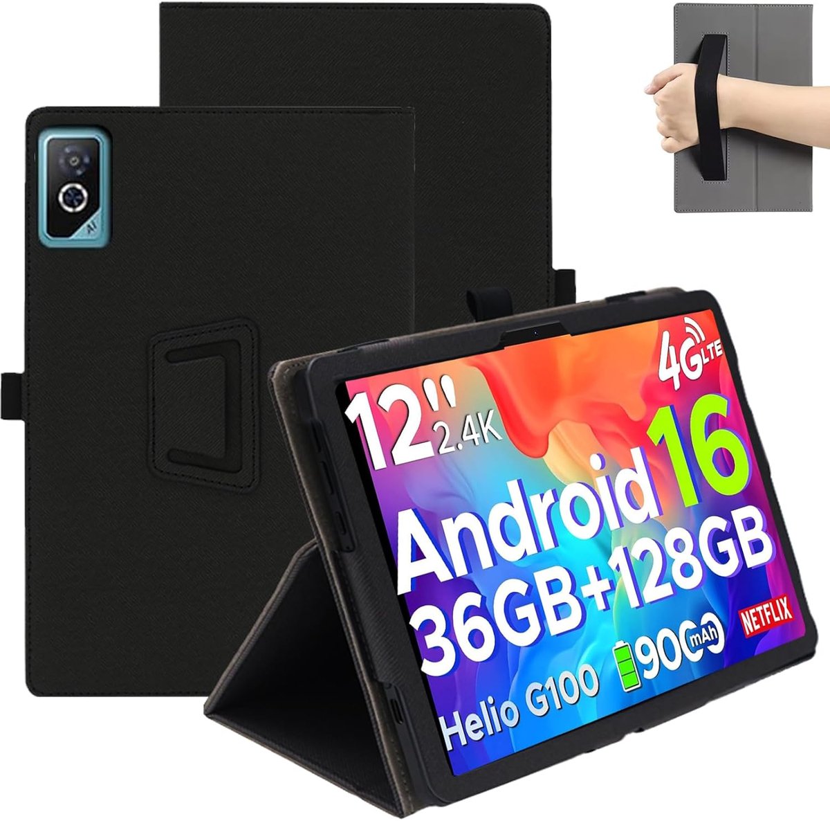Tablet Beschermhoes - Flipcase Cover - Dagelijks Gebruik - Magnetische Sluiting - 12 inch - Zwart