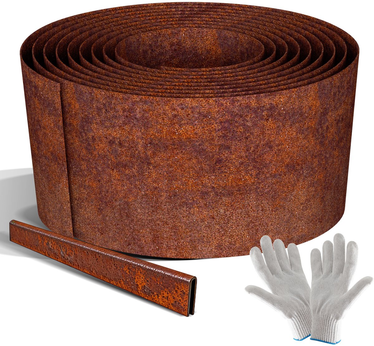 Flexibele Gazonrand van Gegalvaniseerd Staal 5 m x 15 cm, Duurzame Tuinrand voor Borders, Paden en Grasranden roestkleur