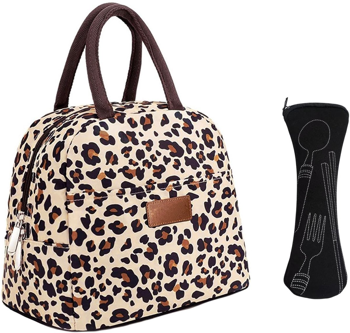 Cosensi - Lunchtas - Leopardprint - Praktische draagtas - Zwart - Lekvrije lunchzak - Voor werk, school en picknick