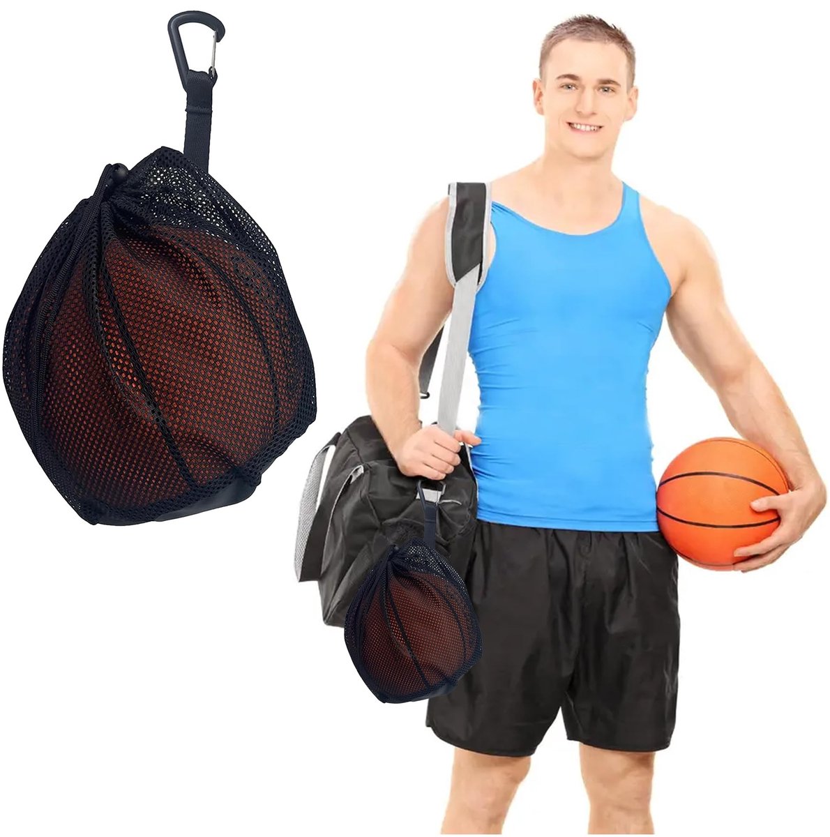 Allecto - - Single Ball Bag - Sporttas - Duurzaam en praktisch - Zwart - Ballenopbergtas - Voor voetbal, basketbal en volleybal - Sportaccessoire