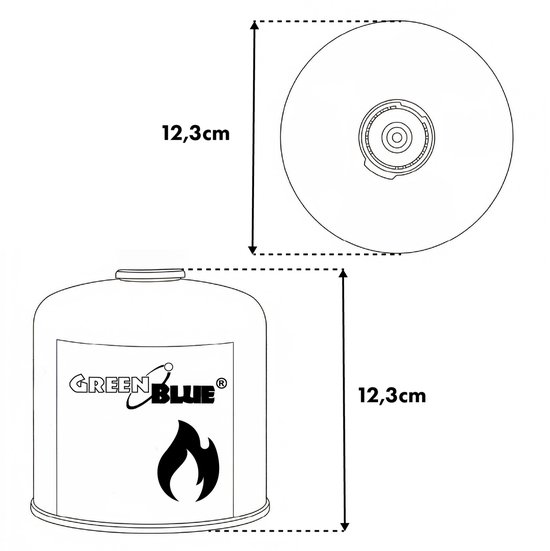 GreenBlue - Gasflessen 24 stuks - Gaspatroon van 500 g. Certificaat: Pi 0437, conform EN 417, butaan-propaan, temperatuurbereik -10 °C tot +40 °C, schroefdraadventiel 7/16'' GB499 van Merkloos — afbeelding 3