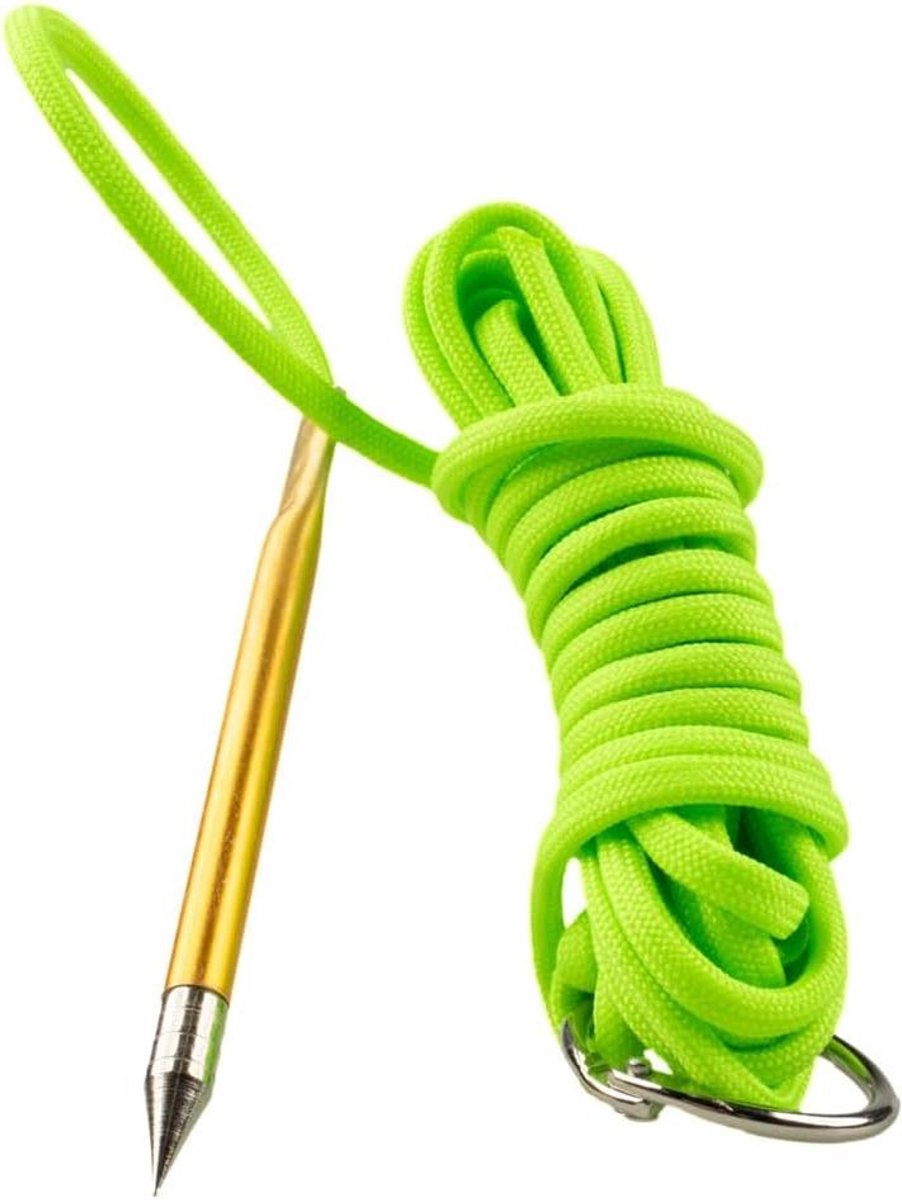 Vis Stringer - Vishouder - Vissen - Metalen Naald Splitring - 10 voet - Neon Groen