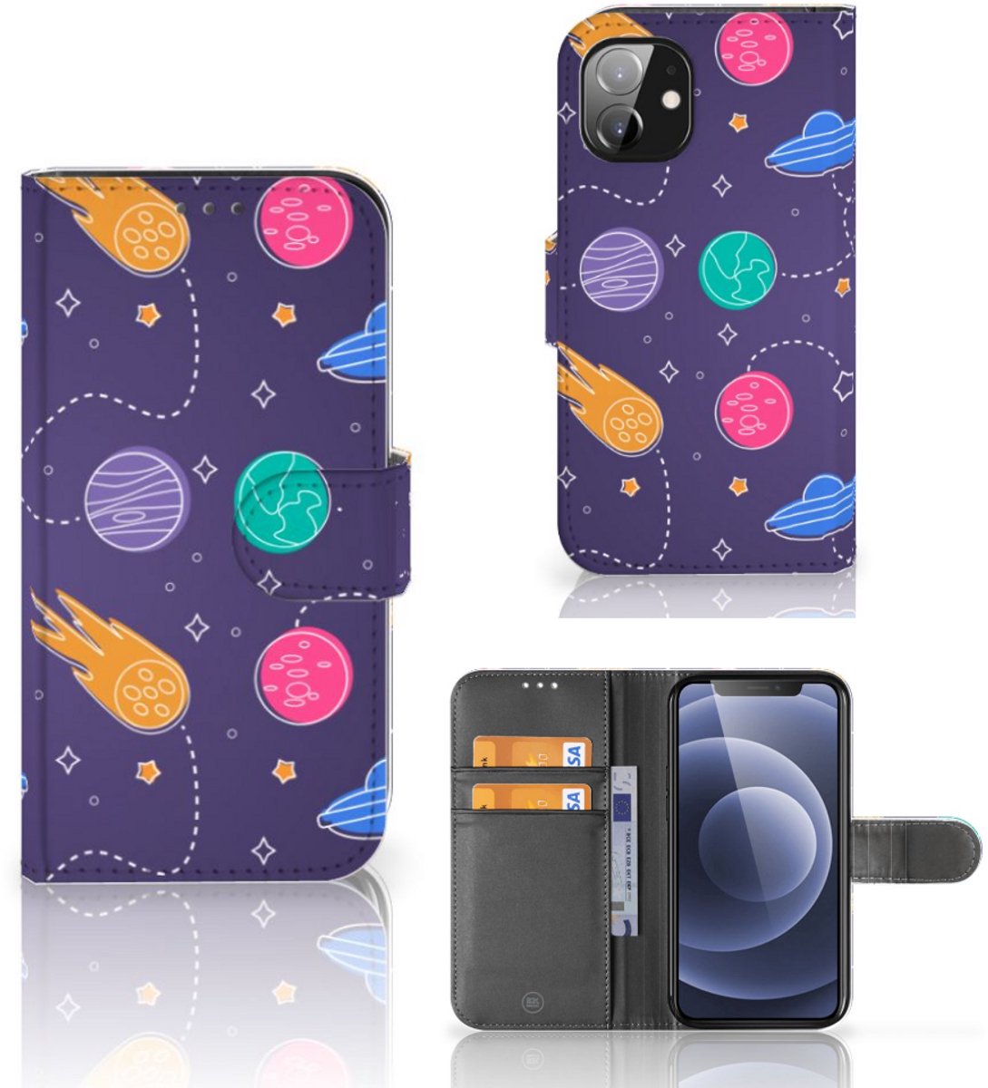 Boekhoesje voor Apple iPhone 12 Mini Wallet Case met Pasjes Space