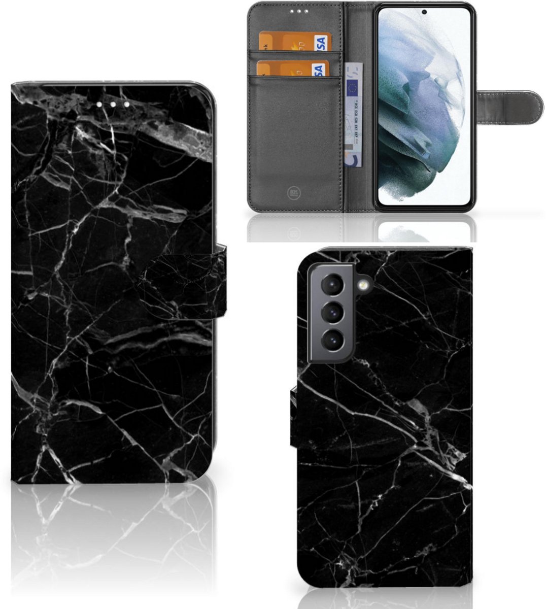 Samsung Galaxy S21 FE Bookcase Marmer Zwart - Origineel Cadeau Vader