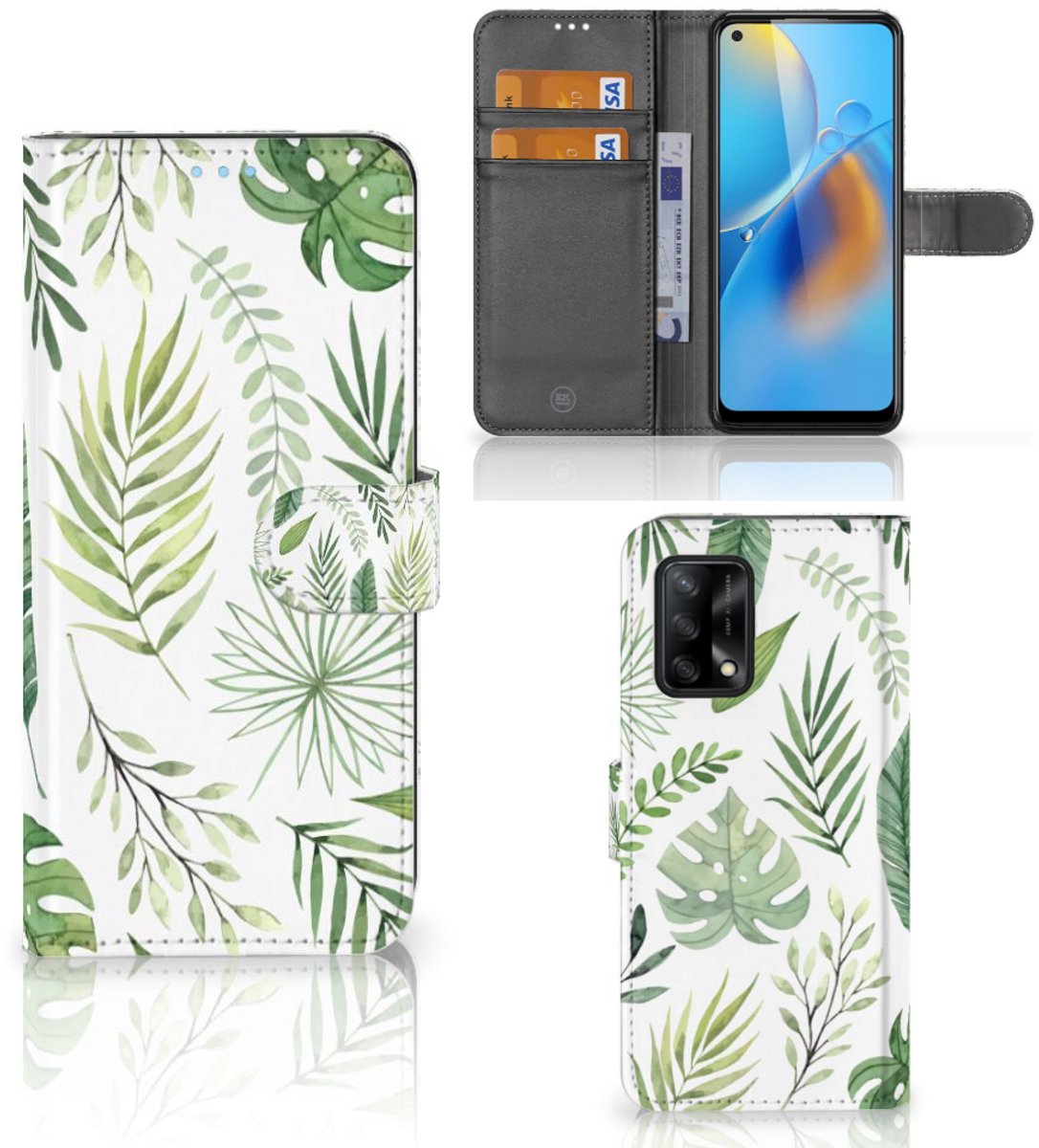 Boekhoesje voor OPPO A74 4G Hoesje Leaves