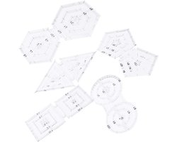 Quilting Ruler Set van 5 Stukken, DIY Naai Stencils in Dubbele Vijfhoekige en Ronde Vormen voor Precisie en Creativiteit