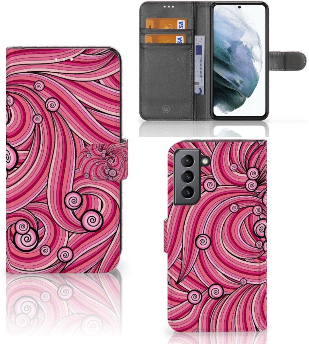 Book Case voor Samsung Galaxy S21 FE Hoesje Swirl Pink