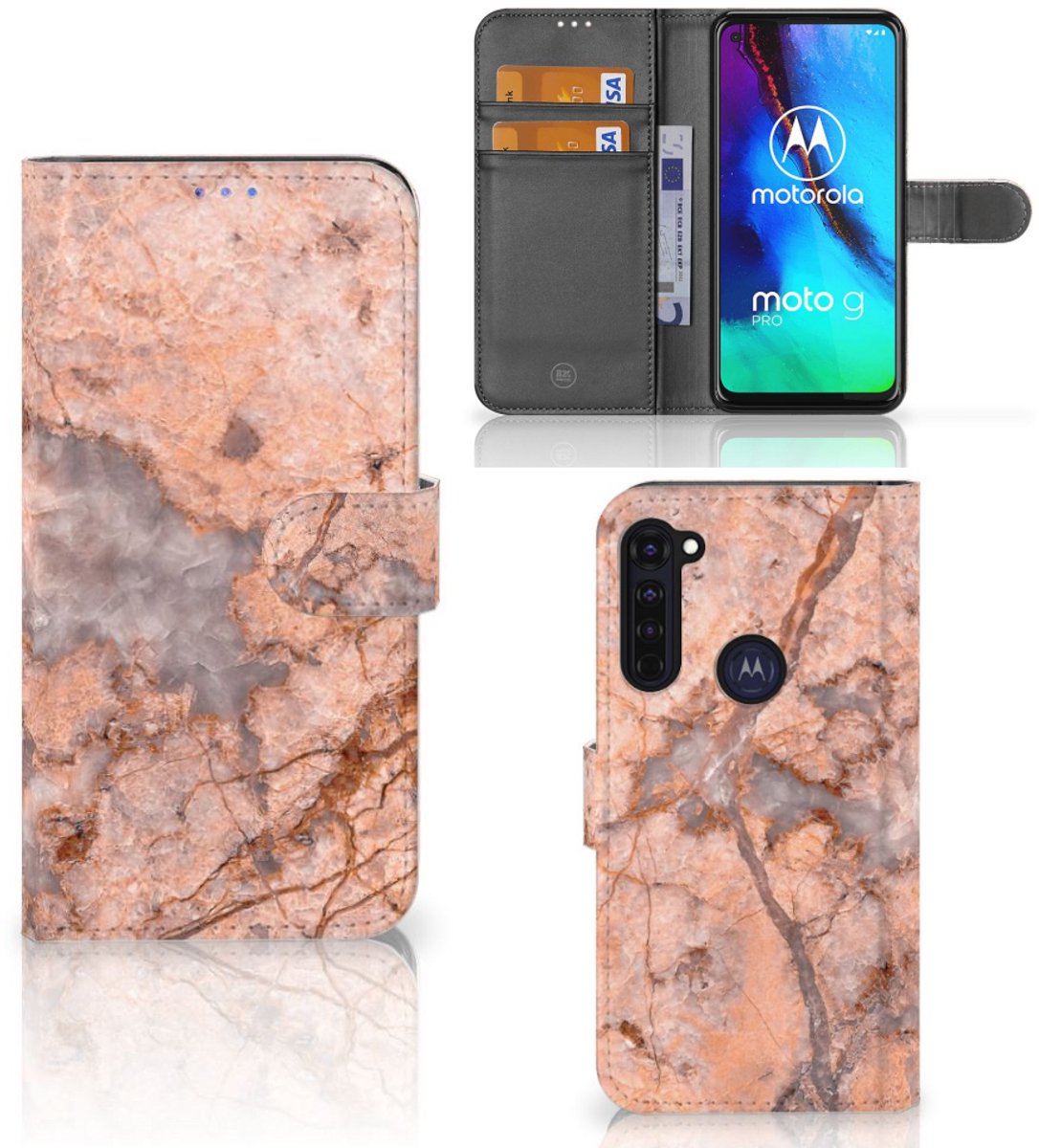 Motorola Moto G Pro Bookcase Marmer Oranje
