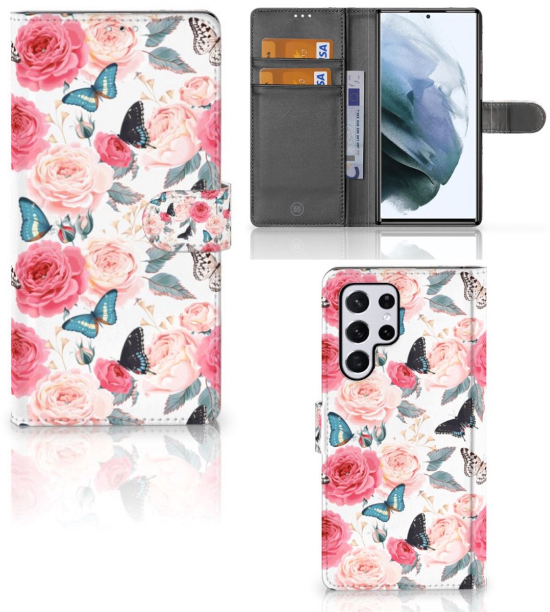 Samsung Galaxy S22 Ultra Hoesje Butterfly Roses