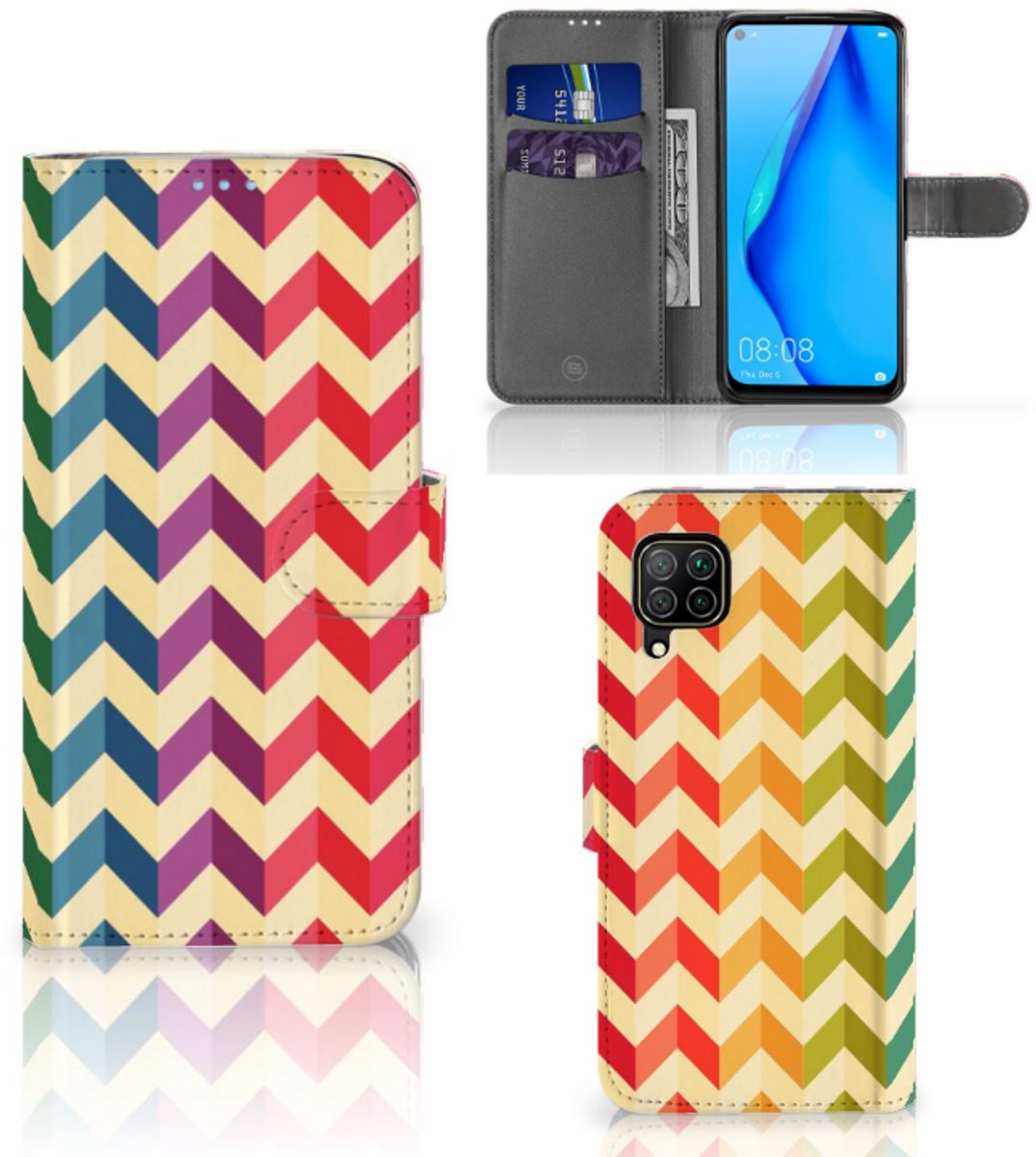 Huawei P40 Lite Telefoon Hoesje Zigzag Multi Color