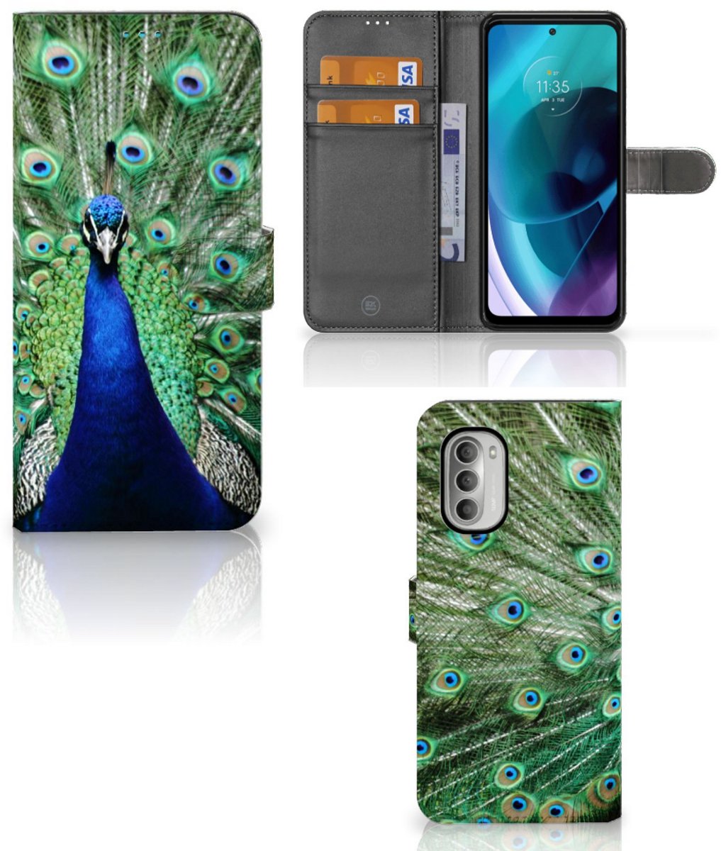 Motorola Moto G51 5G Telefoonhoesje met Pasjes Pauw