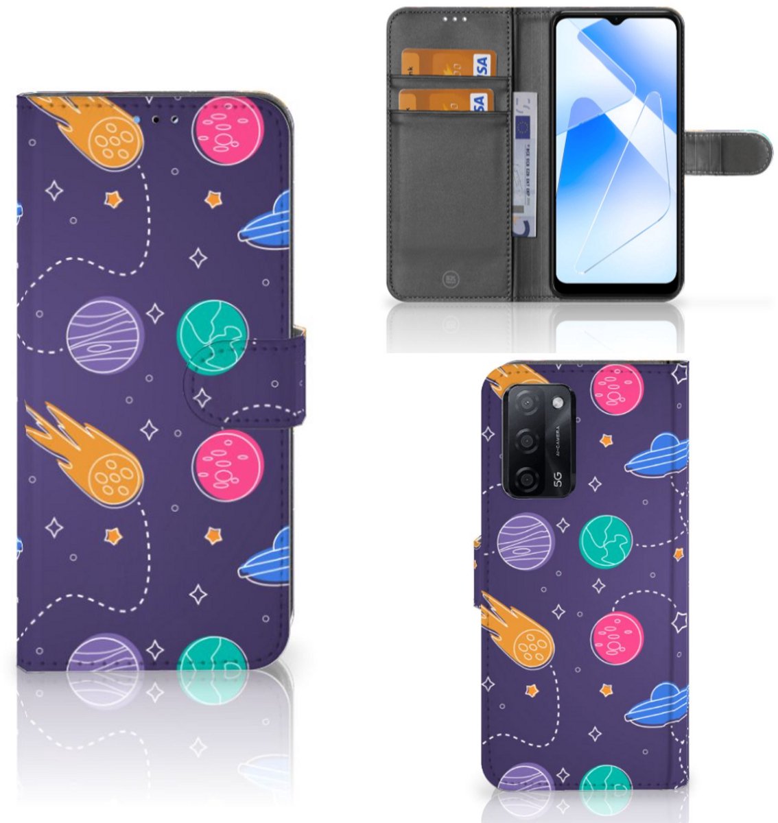 OPPO A16/A16s/A54s Wallet Case met Pasjes Space