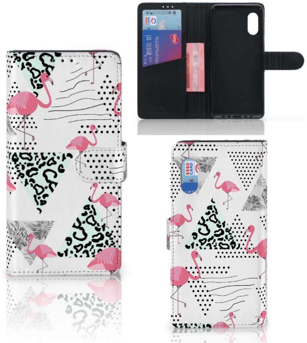 Samsung Xcover Pro Telefoonhoesje met Pasjes Flamingo Triangle