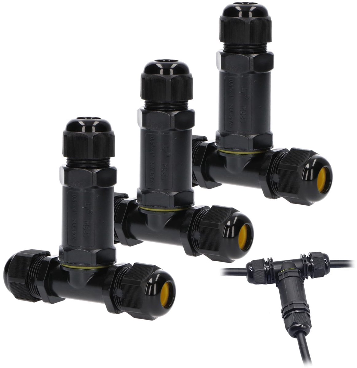 Kabelverbinders Waterdicht - Kabelmof T-vorm - Buiten Verbindingen - IP68 Bescherming - 3-polig 9-12mm - Zwart