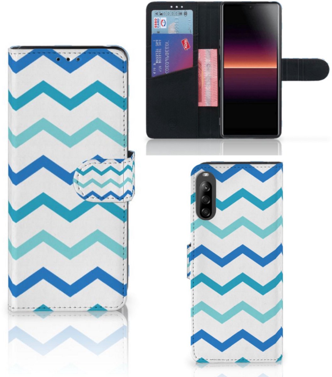 Sony Xperia L4 Telefoon Hoesje Zigzag Blauw