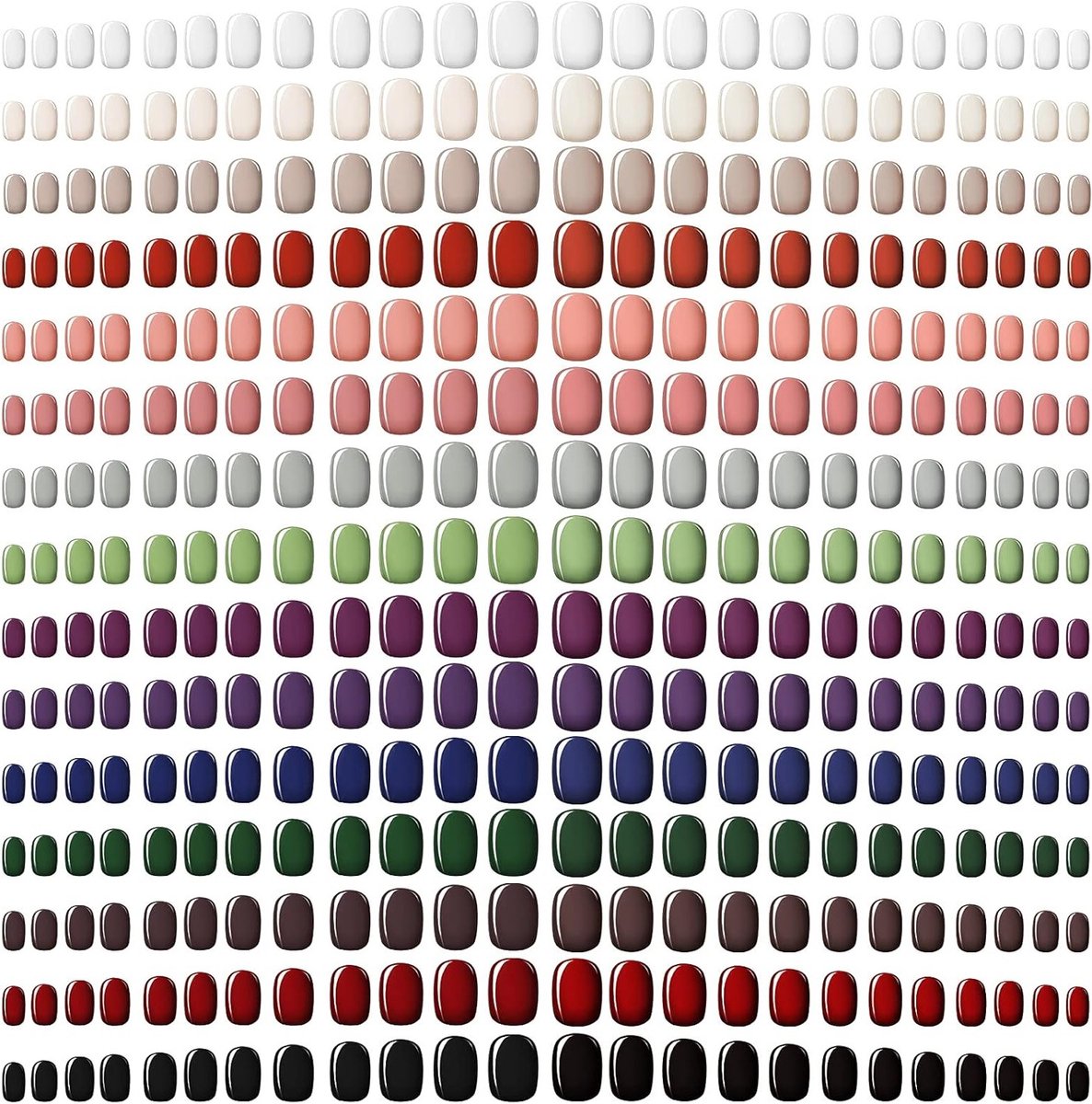 Complete Set van 360 Stuks Korte Kunstnagels - Vierkante Druknagels in Glanzende Kleuren voor Vrouwen en Meisjes, Volledige Dekking en Gemiddelde Lengte voor DIY Nagelontwerpen