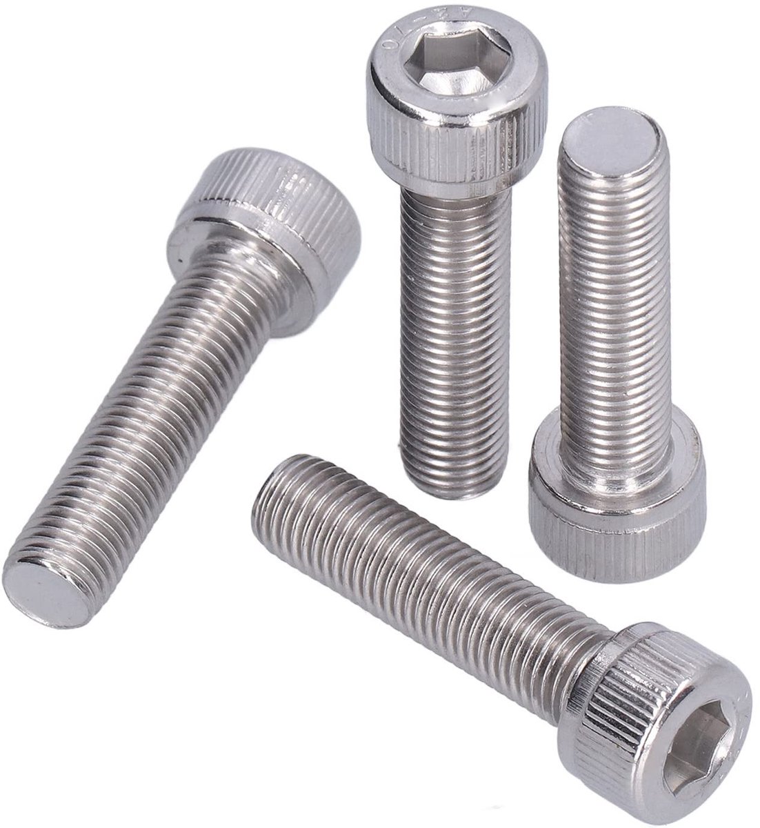 SnelShoppen - 100 Stuks A2 RVS 1.25 mm Schroeven, Hexaansluitingen, Fijne Draad, 10 mm Dikte, Ideaal voor Voedingsindustrie en Mechanische Techniek