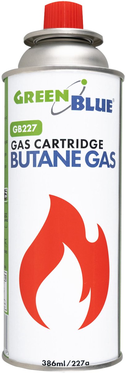 GreenBlue - Gasflessen 28 stuks - Gaspatroon van 227 g. Certificaat: Pi 0875, voldoet aan de norm EN417, butaan, gebruiksbereik -10 °C tot +40 °C, GB227 van GreenBlue — afbeelding 4