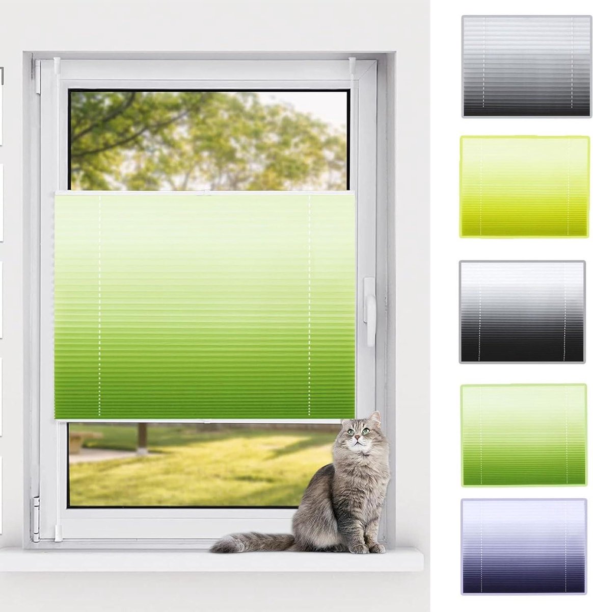 Geplooide jaloezie - Plisségordijn - Privacy en zonwering - Montage zonder boren - 30 x 13