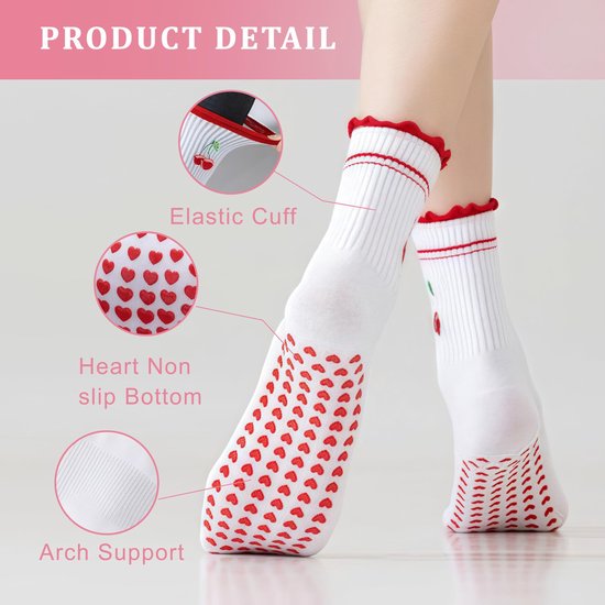 Kotkiddy Pilates Grip Socks - 4 Paar Antislip Kousen voor Yoga en Barre - Multicolour — afbeelding 3