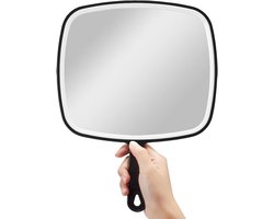 OMIRO Handspiegel, extra grote zwarte handspiegel met handvat, 23cm B x 32cm L