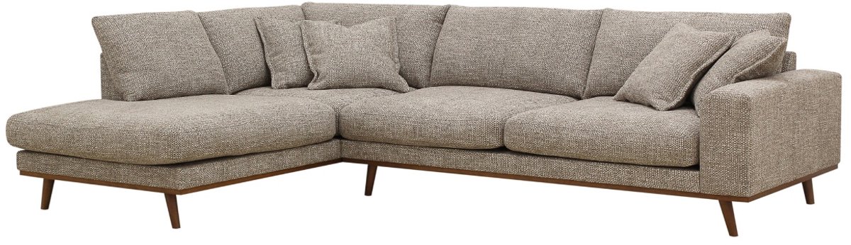 DÉJA Living Hoekbank Flint Taupe Links – Taupe Stof – 3-Zits – Loungebank 303x212cm – Comfortabel en Stijlvol