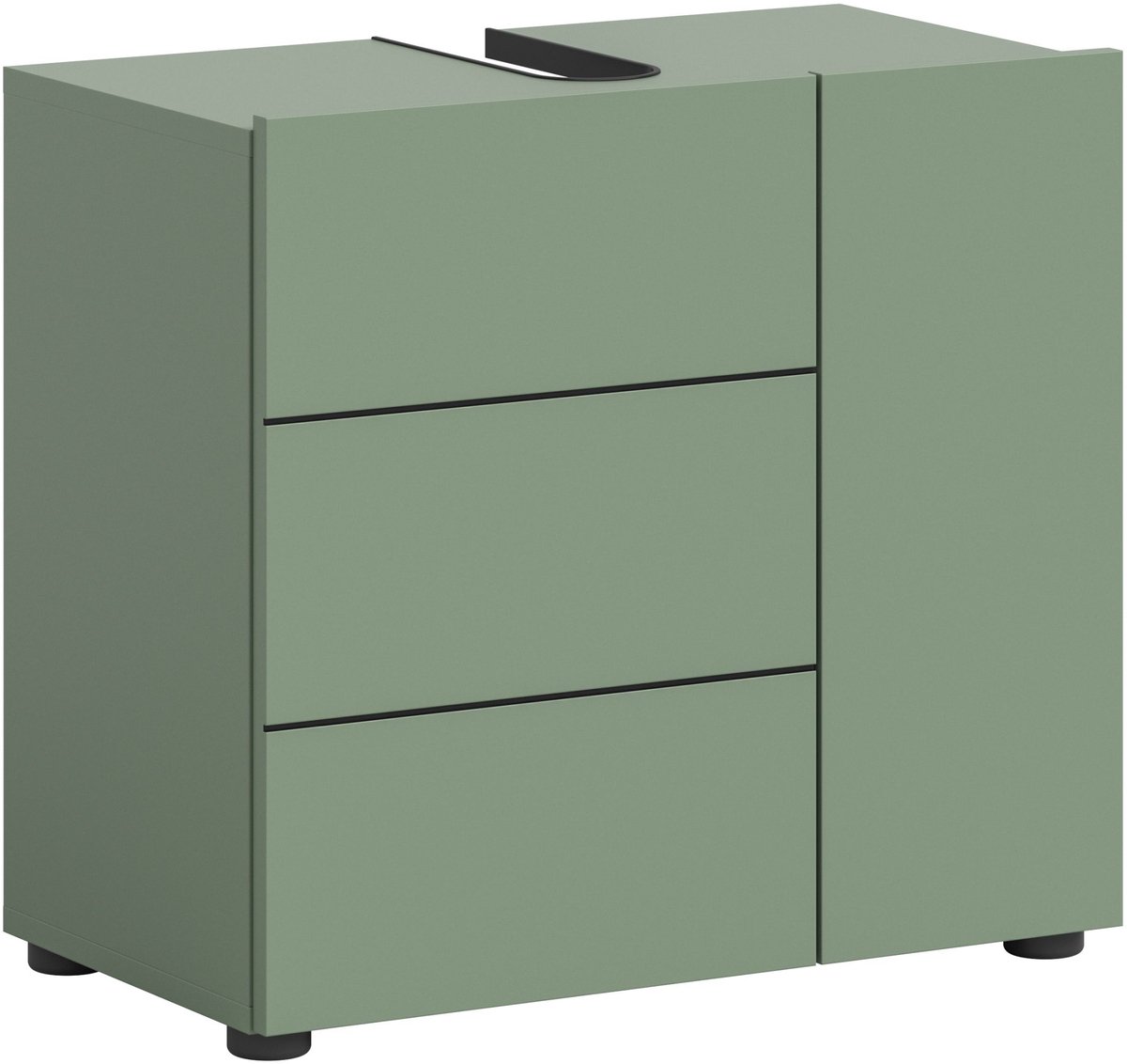 Wastafelmeubel Vira Xonox - Smoke Green Melamine - 60x57x34cm - Xonox - Badkamer Enkele Wastafelonderkast - Groen - Spaanplaat