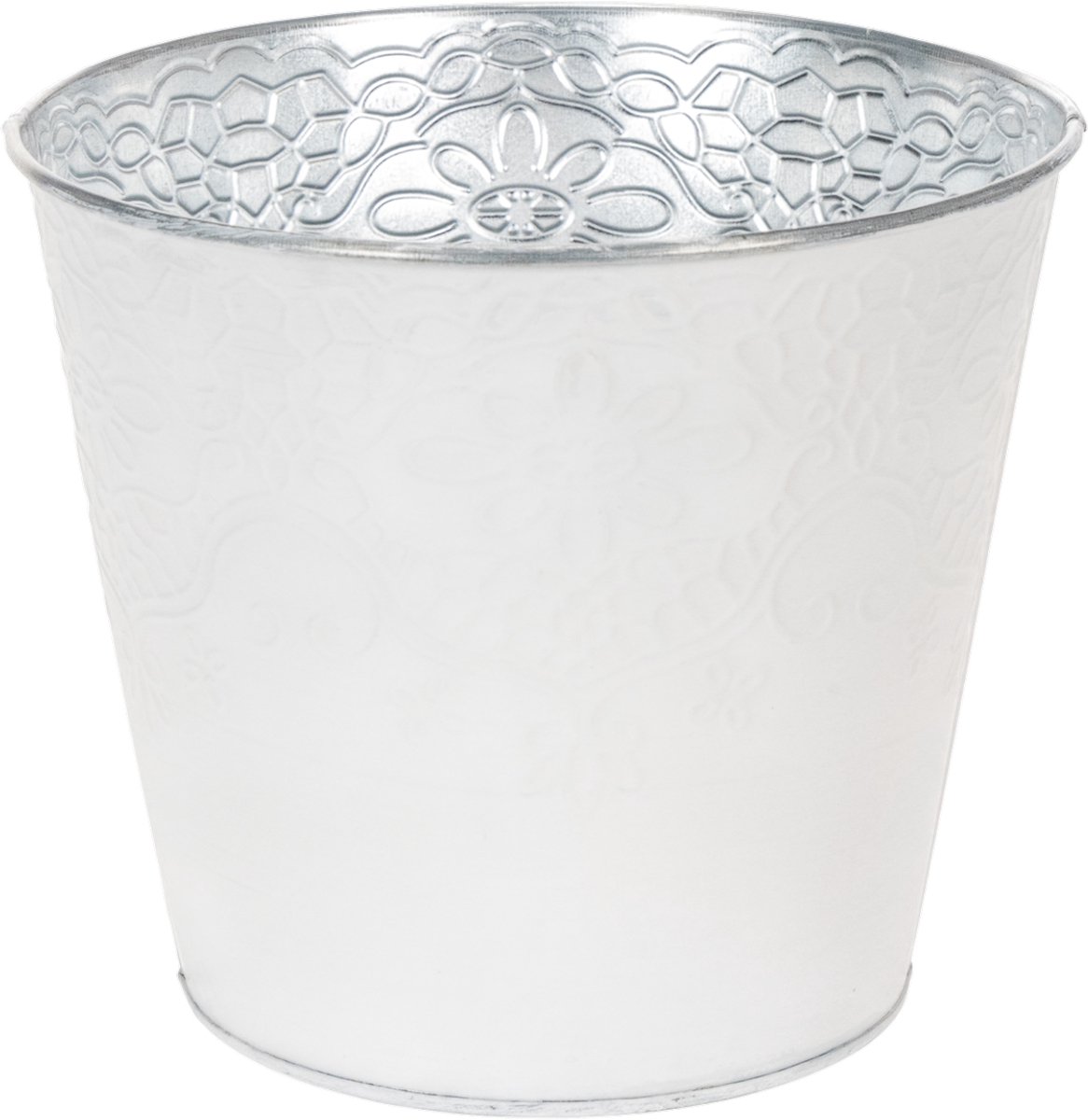 Metalen plantenbak, pastelwit, Ø16cm H14cm