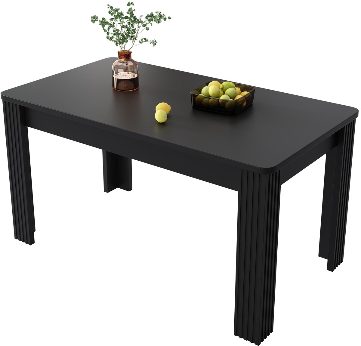 Merax Eettafel 116x65 cm – Moderne Zwarte Tafel – Rechthoekige Keukentafel met Stevige Poten – Compacte Tafel voor Eetkamer - Woonkamer en Kantoor