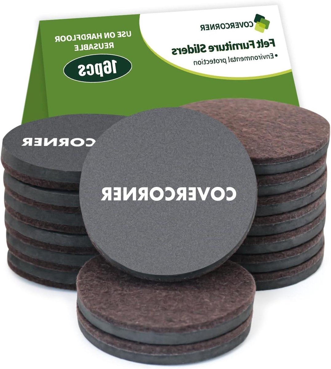 Meubelschuivers - Meubelverplaatsers Vilten Pads - Meubels Verplaatsen - Voor Hardhouten Vloeren - 16 stuks 3 1/2 inch - Bruin